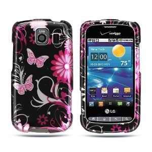  VS660 (Verizon) Cool Pink Butterfly Flower On Black Premium Design 