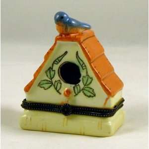  Blue Bird House Nesting Hinged Trinket Box phb NeW: Home 