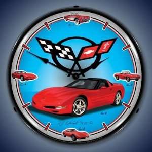  C5 Corvette History Lighted Wall Clock: Home & Kitchen