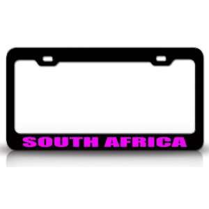 SOUTH AFRICA Country Steel Auto License Plate Frame Tag Holder, Black 