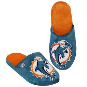 MIAMI DOLPHINS OFFICIAL LOGO PLUSH SLIPPERS SIZE L:  Sports 