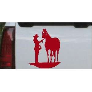 Cowgirl with Horse Western Car Window Wall Laptop Decal Sticker    Red 