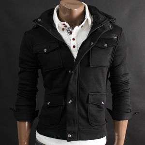 unghea Mens Removable Hood Cotton Jacket BLACK (604)  