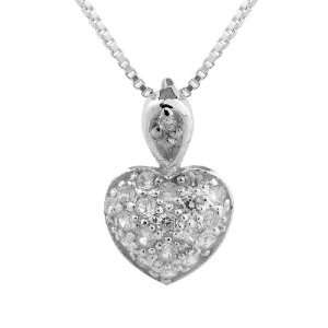    Sterling Silver Heart Stone Cubic Zirconia Necklace: Jewelry