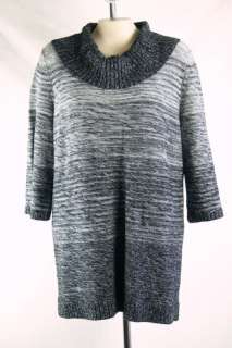   Co. NEW Plus Size 1X/14W/16W Black/Grey Knit Sweater Top Cowl Neck NWT
