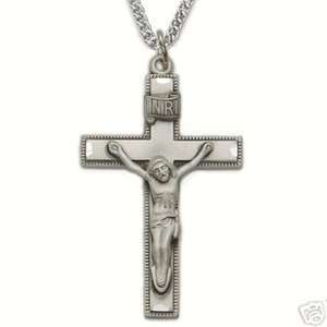    Mens Large 1.5 Inch Sterling Silver Crucifix Necklace _: Jewelry