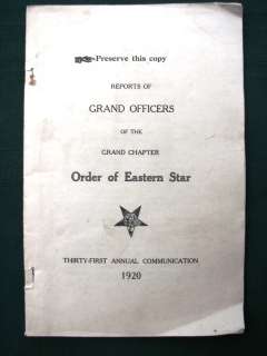 Original 1920 booklet from the Oregon Grand Chapter of the OES 