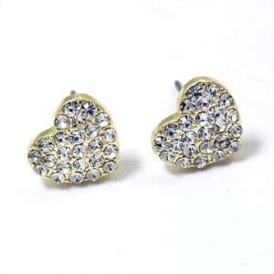  Gold Crystal Heart Post Earrings Fashion Jewelry Jewelry