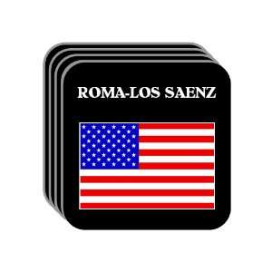 US Flag   Roma Los Saenz, Texas (TX) Set of 4 Mini Mousepad Coasters