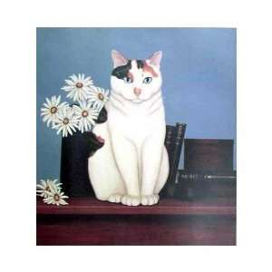  Calico Cat With Daisies Poster Print