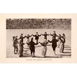 1929 Halftone Print Sardana Cataluna Dancing Circle Spain 