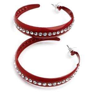  Acosta Jewellery   Large Clear Crystal   Red Hoop Fashion 
