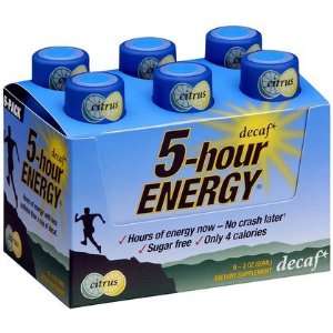  5 Hour Energy Decaf Energy Shots, Decaf Citrus, 6 pk (Pack 