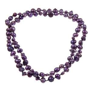 DaVonna Freshwater Purple Flat Pearl 36 inch Endless Necklace (5 10 mm 