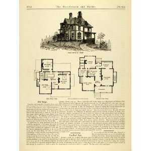 1873 Article Villa Architectural Design Floor Plan Victorian Building 