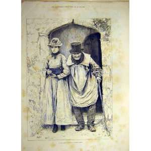 1885 Gunning King Sketch Gates Old Man Girl Lady