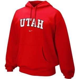  Nike Utah Utes Red Vertical Arch Hoody Sweatshirt: Sports 
