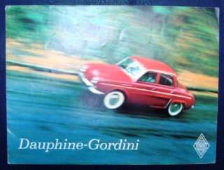 RENAULT DAUPHINE GORDINI Car Sales Brochure c1958  