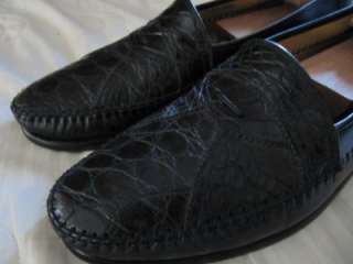 David Eden Mens Genuine Crocodile Vamp Loafers Size 12 M  