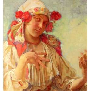   Mucha Alphonse Maria Young Girl In A Moravian Costume