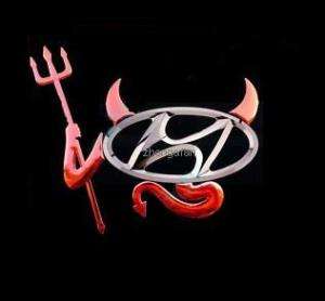 HYUNDAI Rear Trunk Emblem 3D Red Devil Demon Sticker  