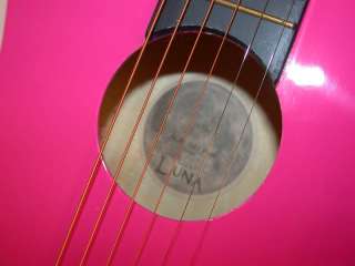 LUNA DayGlow Acoustic Guitar, Pink, Stickers & Gigbag, NEW, AUR DAY 