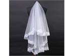   shipping 1T White Lace Edge Bridal Wedding Cathedral Embroider Veil