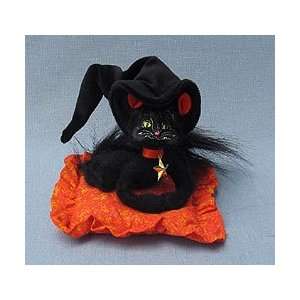  4 Moonlight Witch Cat on a Pillow Halloween Decoration 