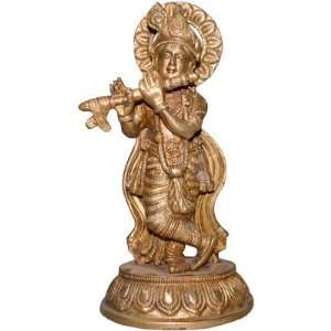 Brass Statue Krishna On Lotus (each)