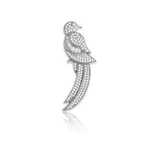   Silver Micro Pave & Baguettes Bird with Long Tail Pendant Jewelry