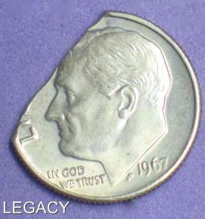 1967 ROOSEVELT DIME STRAIGHT CLIPPED PLANCHET (GR  