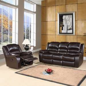 Abbyson Living Ashlyn 2 piece set reclining Leather Sofa and Chair Set 