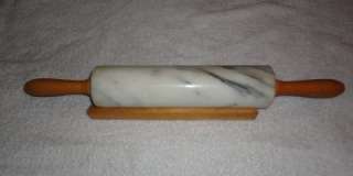 COLLECTIBLE VINTAGE MARBLE & WOODEN ROLLING PIN  
