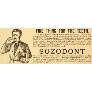 1892 Ad Sozodont Dentifrice Toothpaste Dental Toiletry Teeth Oriental 