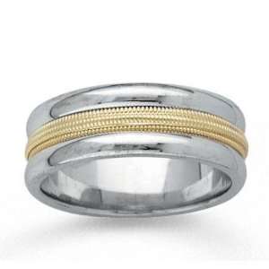    14k Two Tone Gold Fashion Embrace Hand Carved Wedding Band Jewelry