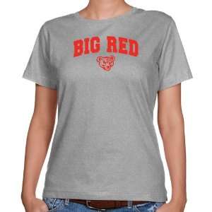  Cornell Big Red Ladies Ash Mascot Arch Classic Fit T shirt 