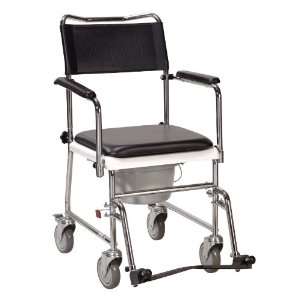 Drive Medical Portable Upholstered Wheeled Drop Arm Bedside Commode 