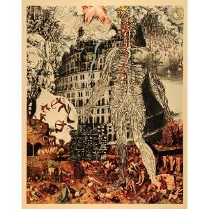  1944 Print Susanne Langer Tower Babel Collage Circulatory 