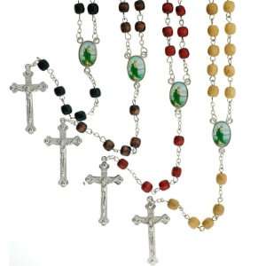  Wood Bead Rosaries With St. Jude Centerpiece and 7mm Oval 