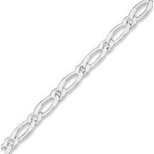  Rombo and Figaro Chain Sterling Silver Anklet: Jewelry