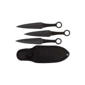  Set 3 Ninja Stealth Black Throwing Knives with Nylon Case 