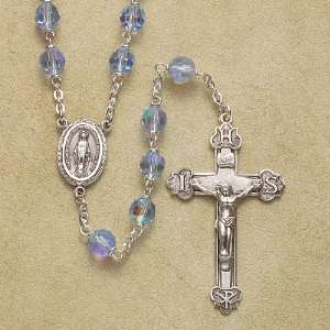 Sterling Silver Rosary September Birthstone Rosaries Catholic Tin Cut 