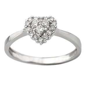   Gold, Princess & Round Diamond Heart Promise Ring (0.40 ctw): Jewelry