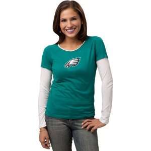 Philadelphia Eagles Womens Green Logo Premier Too Long Sleeve Layered 