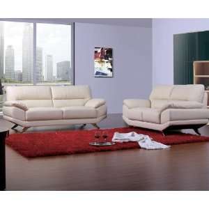 B2178 White Leather Sofa Set 