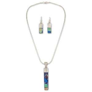  Dichroic art glass jewelry set, Rainbow Wands Jewelry