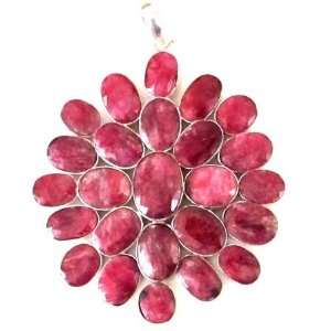  Ruby Pendant 06 Flower Gemstone Red Pink Faceted Sterling 