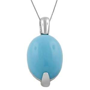  Sterling Silver Turquoise Oval Necklace: Jewelry