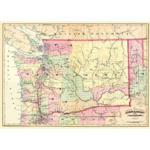 STATE OF WASHINGTON (WA) BY ASHER & ADAMS 1874 MAP