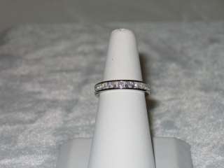 Sterling Silver CZ Eternity Ring with Rhodium Coating  